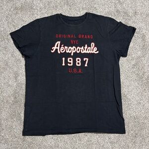 Aeropostale Black Tee with Red and White Logo